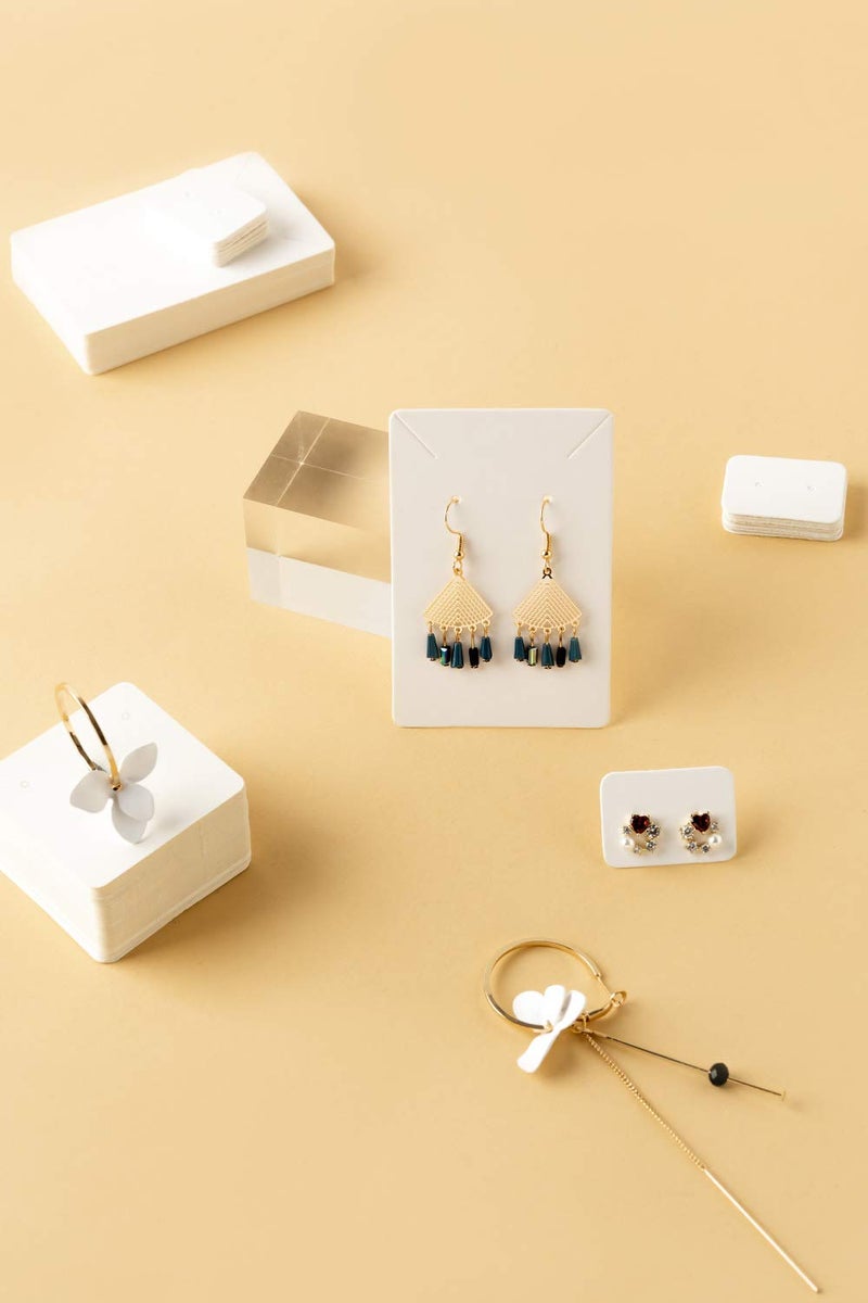 Calculs Jewelry Cards for Necklace and Earrings Display Bracelet Card Holder, Multi-Size Blank Paper Tags for DIY Ear Studs and Necklace | 300 Pcs/Set White - Image 4